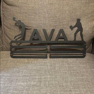 Black Metal Personalized Volleyball Medal Holder